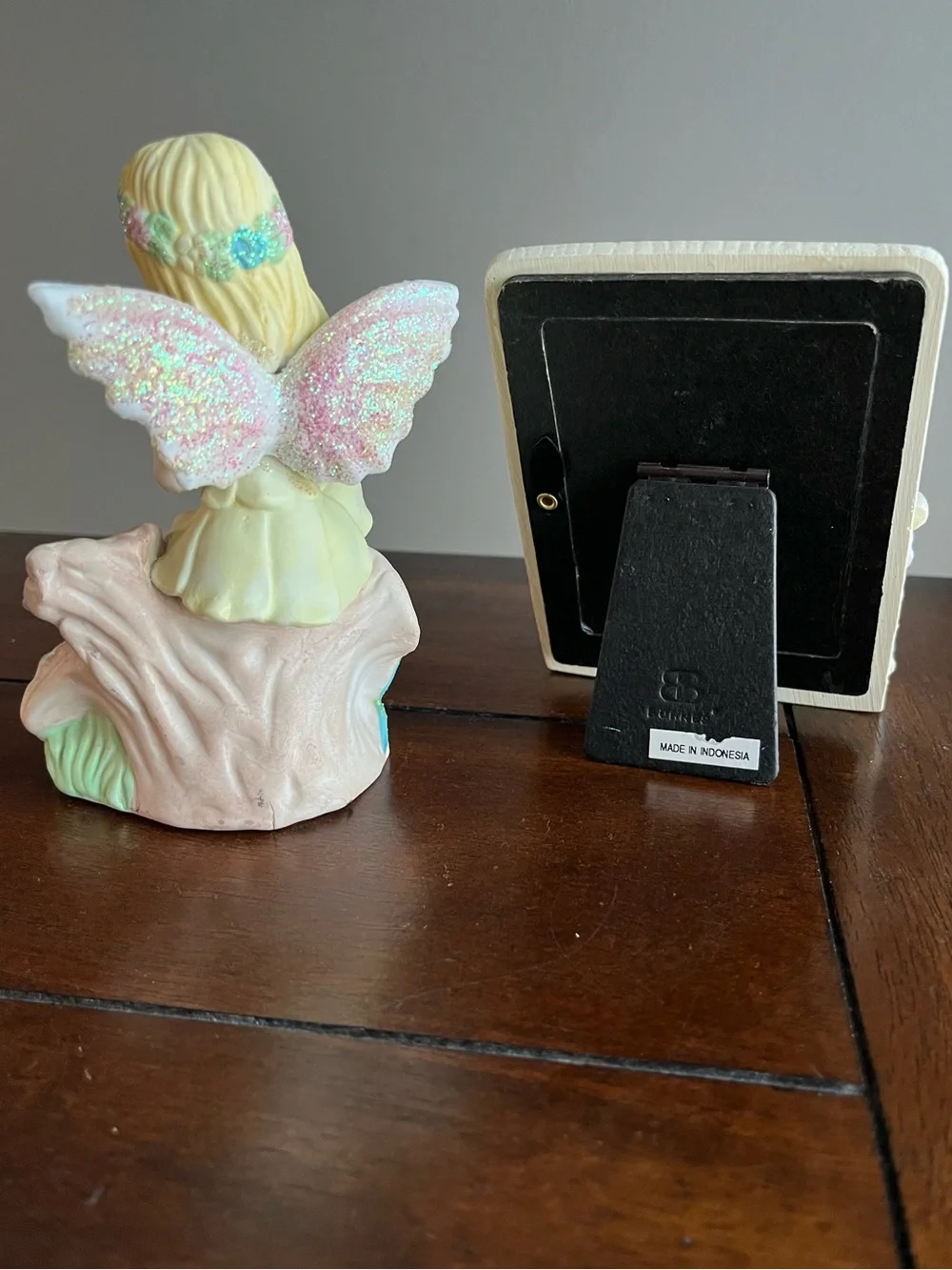 Fairy Figurine & Teddy Bear Photo Frame Set Nursery Cottagecore Decor
